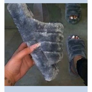 😄Furry slides shoes